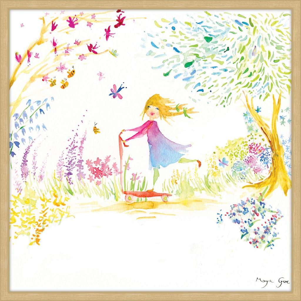 Marmont Hill - 'Girl at the Park' by Maya Gur Framed Painting Print - Multi-Color