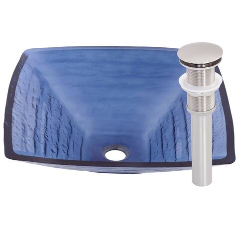 Novatto Fresco Glass Vessel Bathroom Sink Set, Brushed Nickel