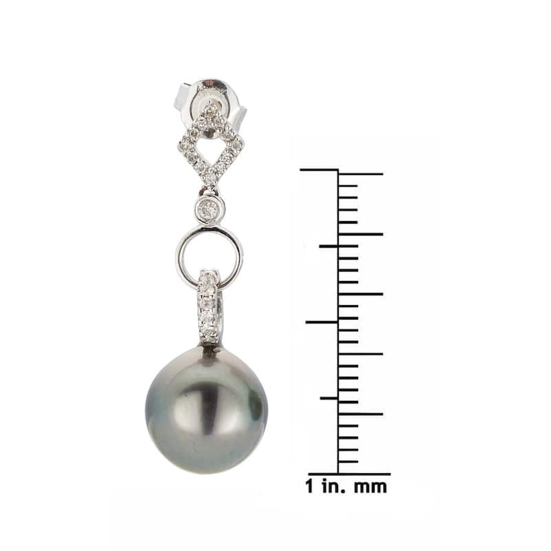 Kabella 18K White Gold Black Southsea Pearl and 1/4ct TDW Diamond Link Earring