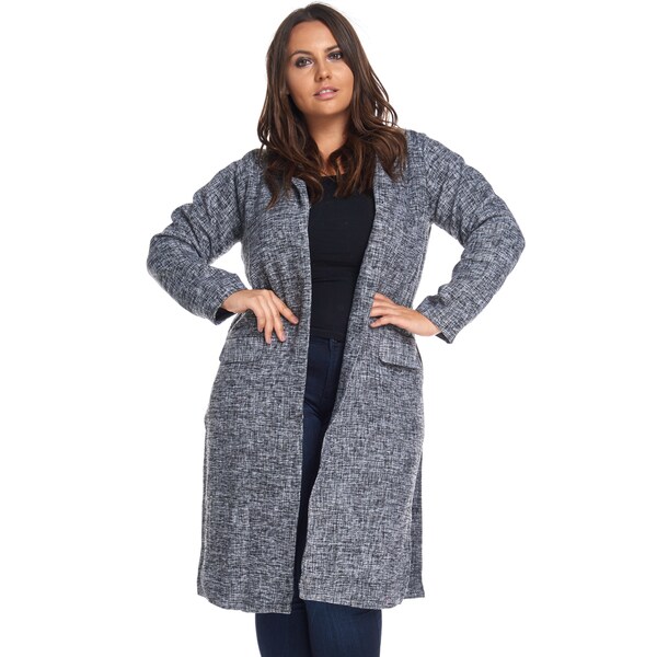 plus size black wool coat