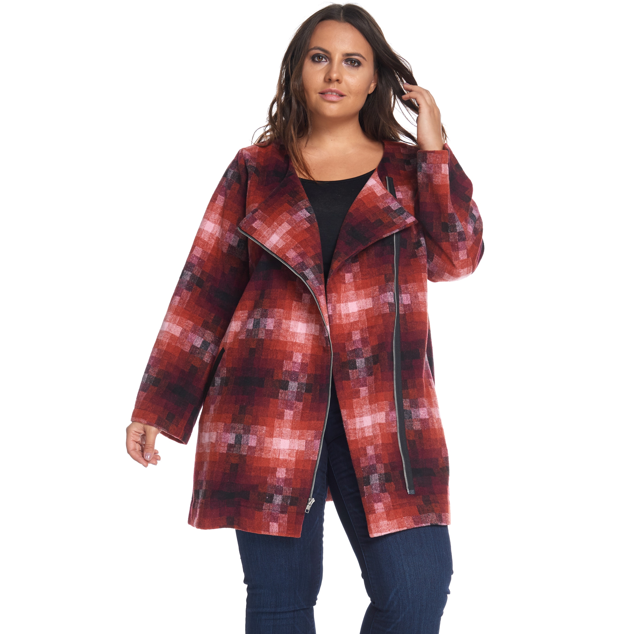 plus size burgundy coat