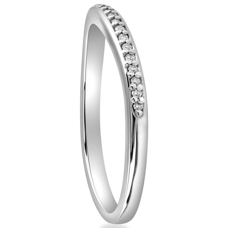 14k White Gold 1/10 cttw Diamond Guard Engagement Wedding Enhancer Ring