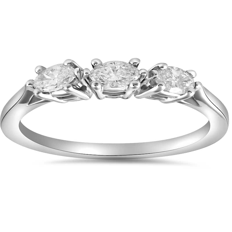 14k White Gold 1/3 ct TDW Marquise Diamond Wedding Anniversary Ring