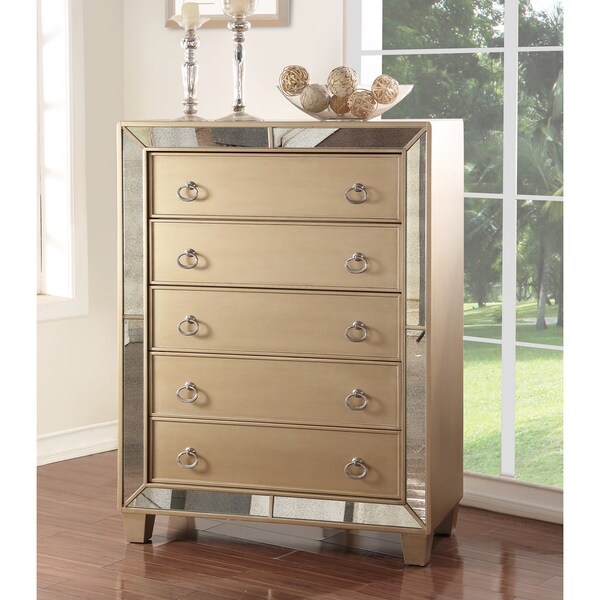 Shop Abbyson Chateau Mirrored 5 Drawer Chest Free Shipping Today