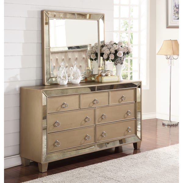 Shop Abbyson Chateau Mirrored 7 Drawer Dresser And Mirror Set