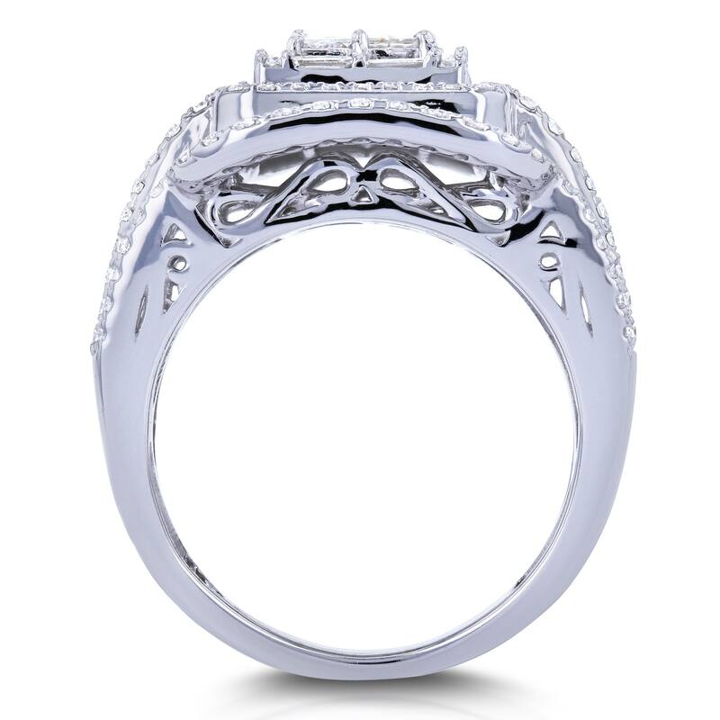 Annello by Kobelli 14k White Gold 2 1/2ct TDW Diamond Composite Rectangular Frame Bridal Rings Set