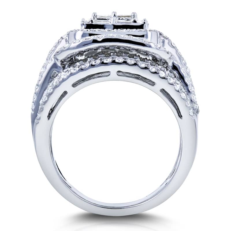 Annello by Kobelli 14k White Gold 2 1/2ct TDW Diamond Composite Rectangular Frame Bridal Rings Set