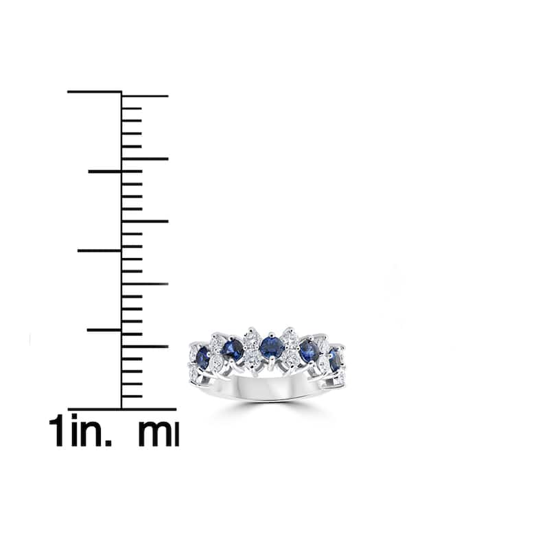 14k White Gold 2 1/2 cttw Blue Sapphire & Diamond Wedding Anniversary Ring