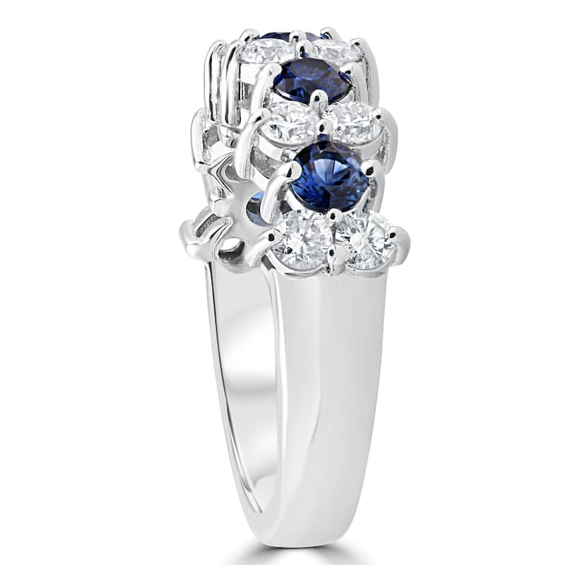 14k White Gold 2 1/2 cttw Blue Sapphire & Diamond Wedding Anniversary Ring