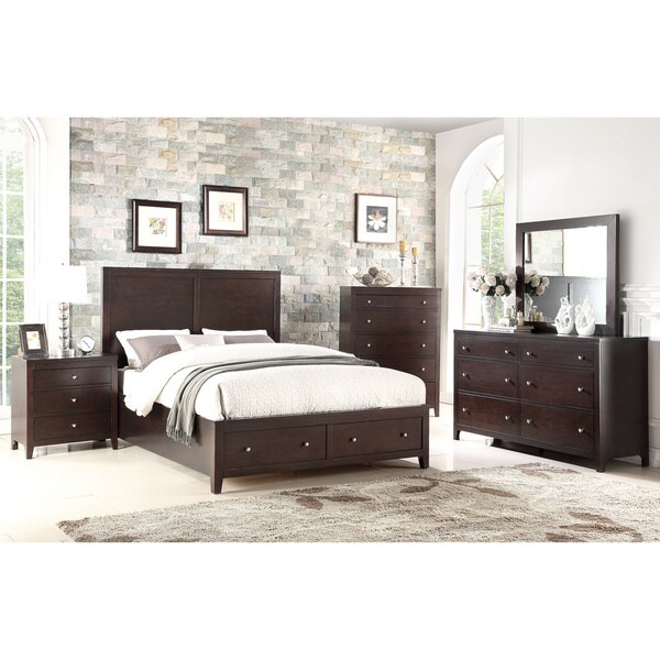 Shop Abbyson Clarkston Espresso 6 Piece Storage Bedroom Set - Overstock ...