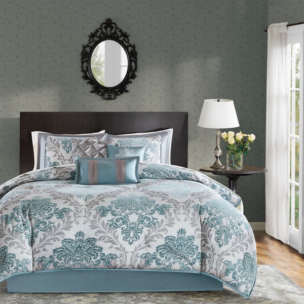 Madison Park Larissa Aqua Printed 7 Piece Comforter Set