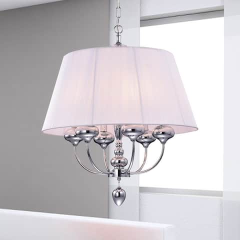 Zonia Chrome and Fabric 23-inch Round Pendant LIght
