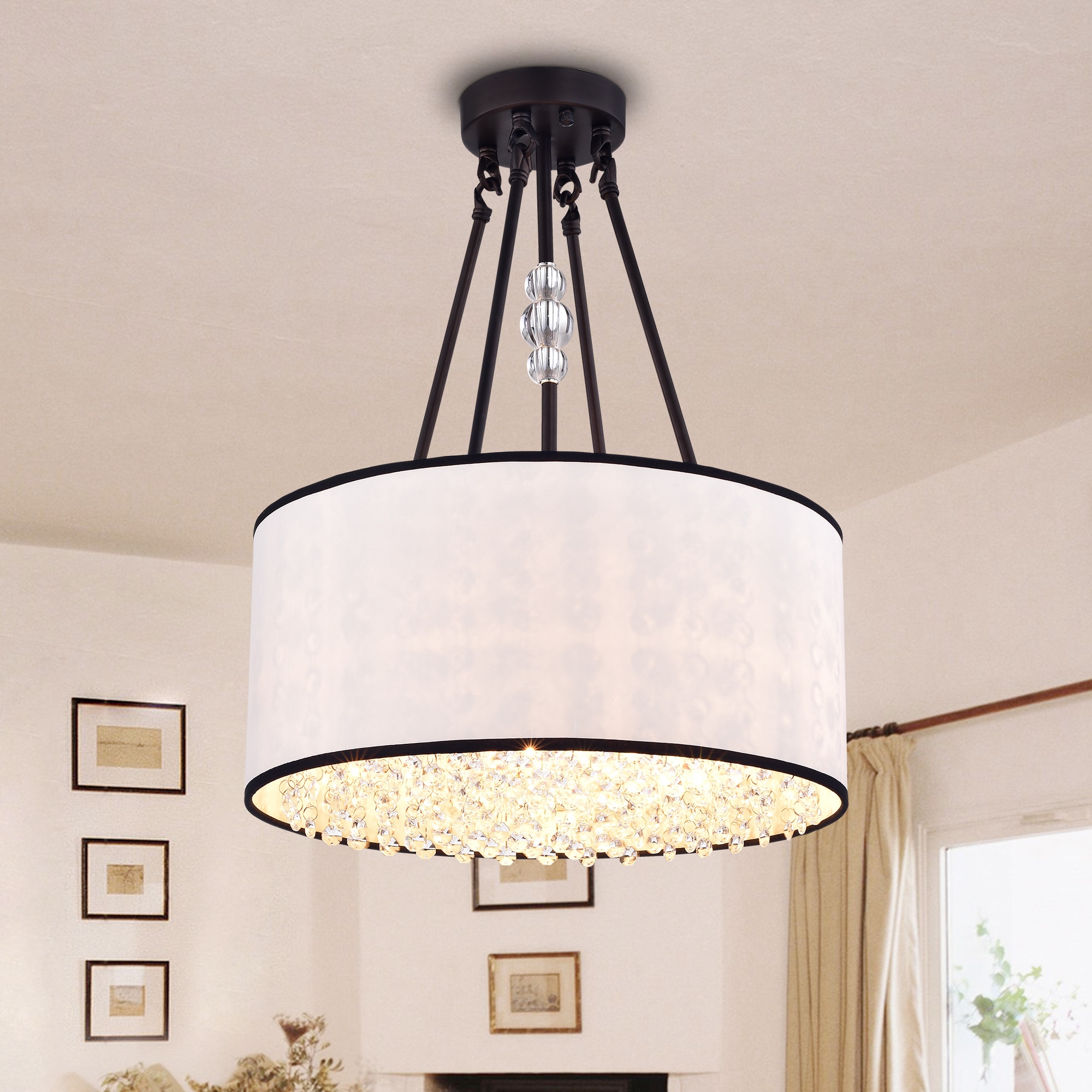 Carrington Antique Bronze 16-inch Circular Ceiling Lamp (Antique Bronze 16-inch Circular Ceiling Lamp) - Chandeliers For Bedrooms by Overstock.com