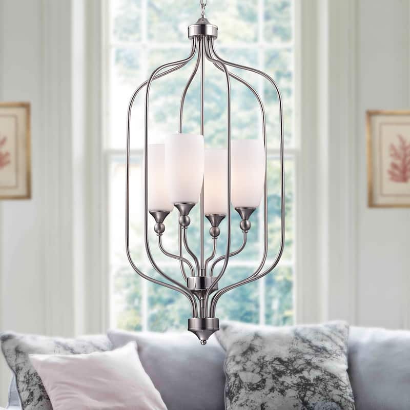 Alanna Nickel Grey Metal 25-inch Tall Cage Pendant