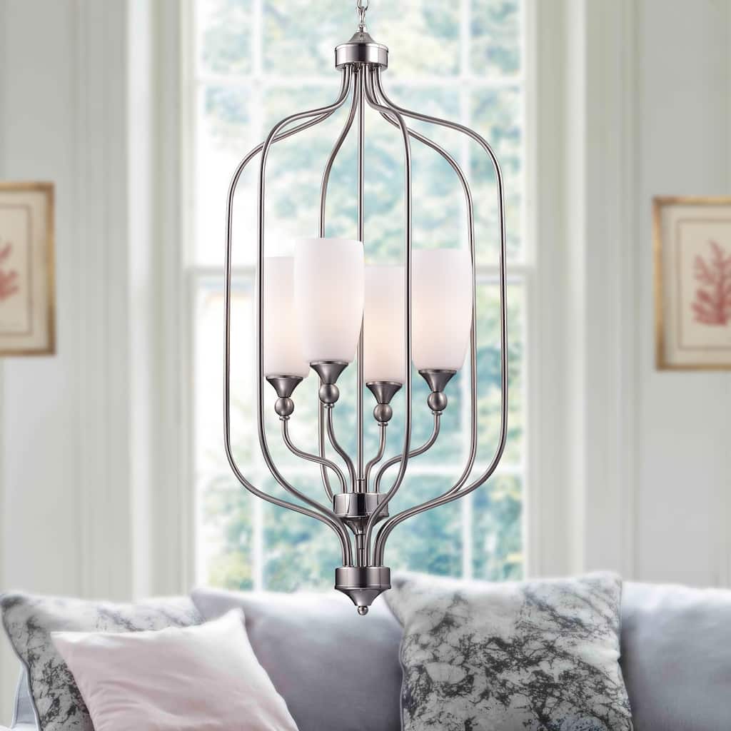 Alanna Nickel Grey Metal 25-inch Tall Cage Pendant