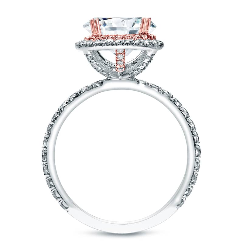 Auriya 14k Two-Tone Gold 1 3/4ctw Cushion-cut Double Halo Diamond Engagement Ring