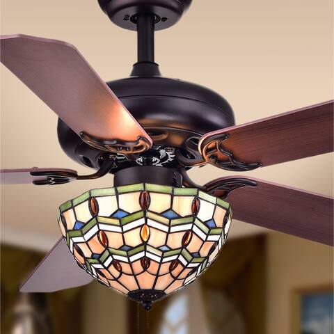 Doretta Tiffany Bowl 3-light 5-blade 42-inch Ceiling Fan