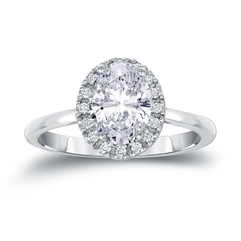 Auriya Platinum 1 1/8ct TDW Certified Oval-Cut Diamond Halo Engagement Ring