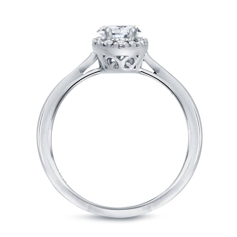Auriya Platinum 3/5ct TDW Oval Shape Diamond Halo Solitaire Engagement Ring