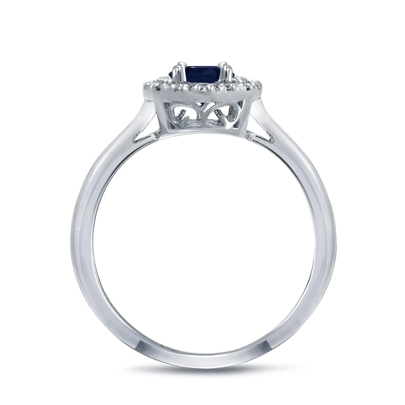 Platinum 1ct Sapphire Oval and 1/8ct TDW Diamond Halo Engagement Ring