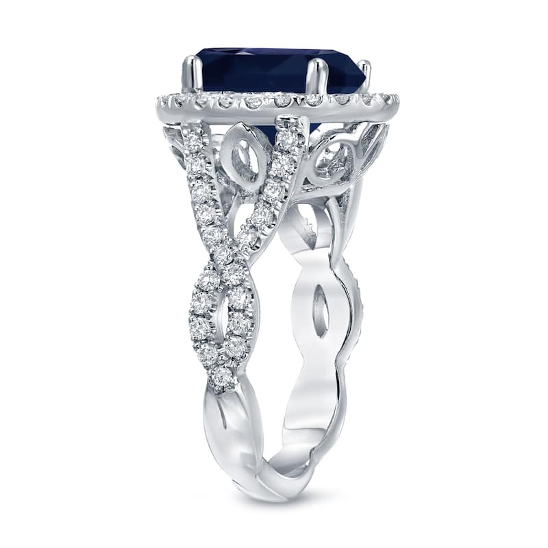 Auriya Platinum 5 carat Oval-cut Sapphire Halo Diamond Engagement Ring 3/4cttw
