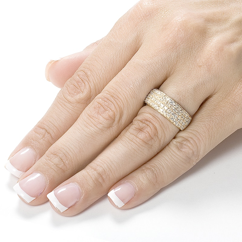 Annello by Kobelli 14k Yellow Gold 1ct TDW Diamond Pave Wide Anniversary Ring