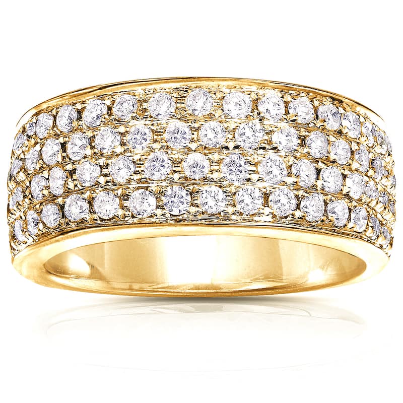 Annello by Kobelli 14k Yellow Gold 1ct TDW Diamond Pave Wide Anniversary Ring