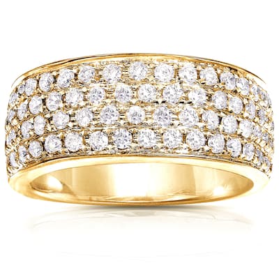 Annello by Kobelli 14k Yellow Gold 1ct TDW Diamond Pave Wide Anniversary Ring