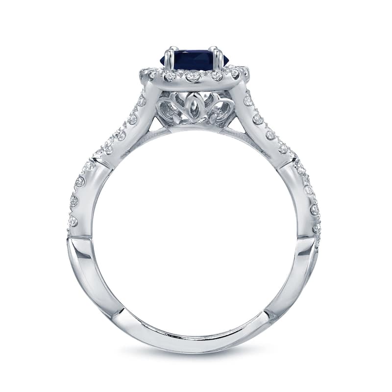 Auriya Platinum 1 1/2ct Blue Sapphire Oval Halo Diamond Engagement Ring 3/5ctw
