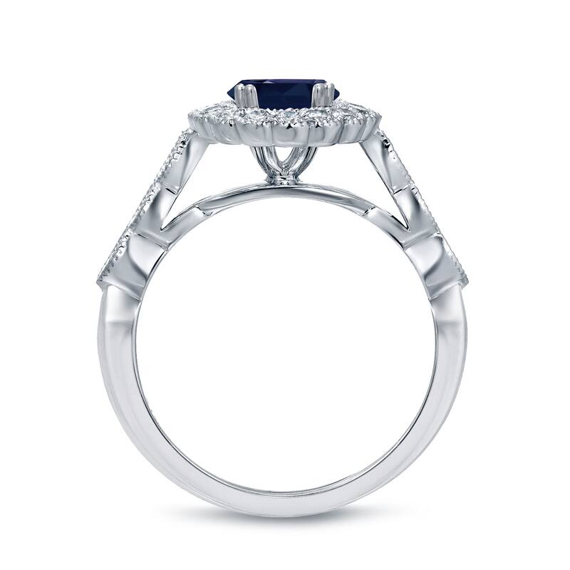 Auriya Platinum 1 1/2ctw Oval Blue Sapphire & Diamond Engagement Ring Set 3/5ctw