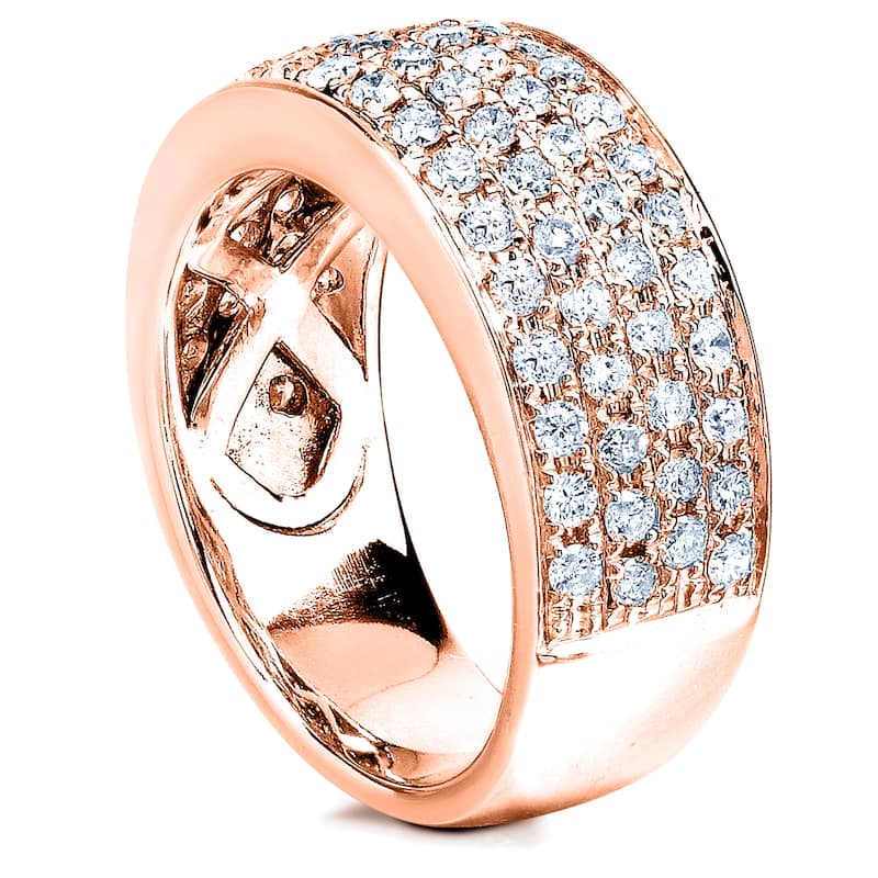 Annello by Kobelli 14k Rose Gold 1ct TDW Diamond Pave Wide Anniversary Ring