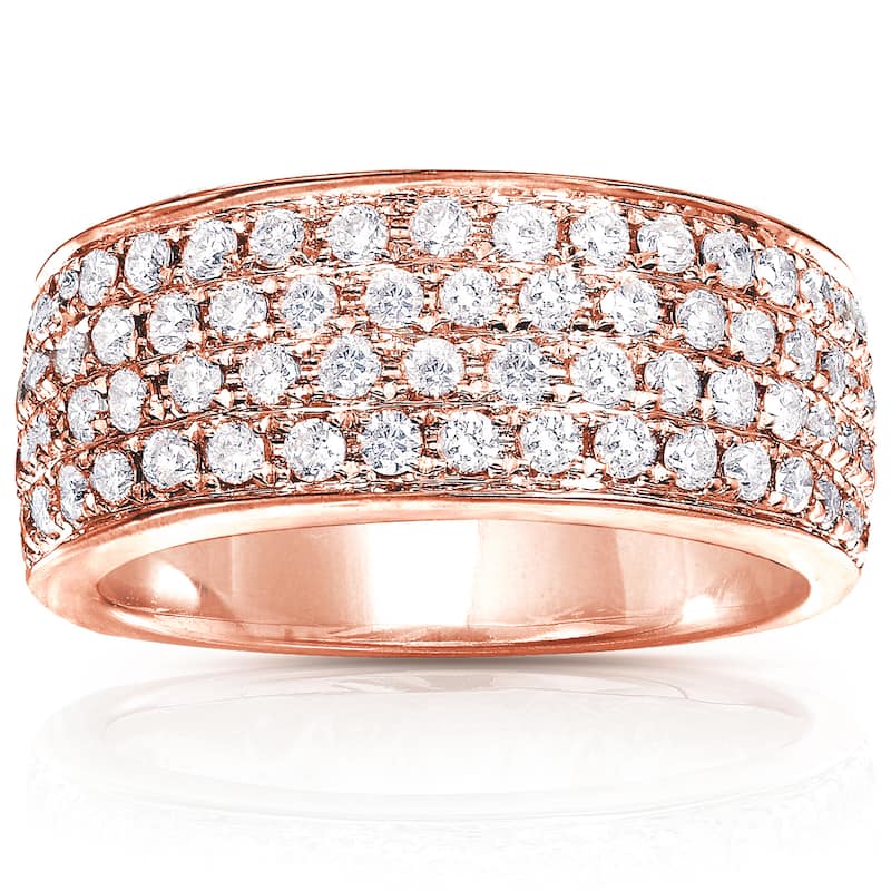 Annello by Kobelli 14k Rose Gold 1ct TDW Diamond Pave Wide Anniversary Ring