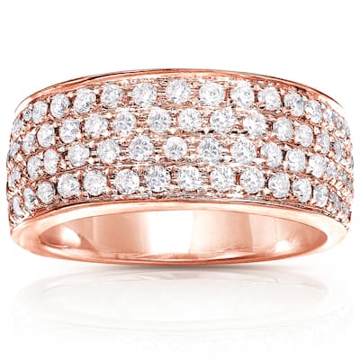 Annello by Kobelli 14k Rose Gold 1ct TDW Diamond Pave Wide Anniversary Ring