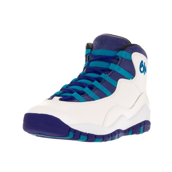 white and blue jordan 10