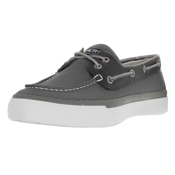 grey canvas boat shoes