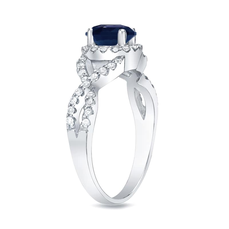 Auriya 1/2ct Blue Sapphire and 1/2ctw Halo Diamond Engagement Ring Platinum (SI1-SI2)