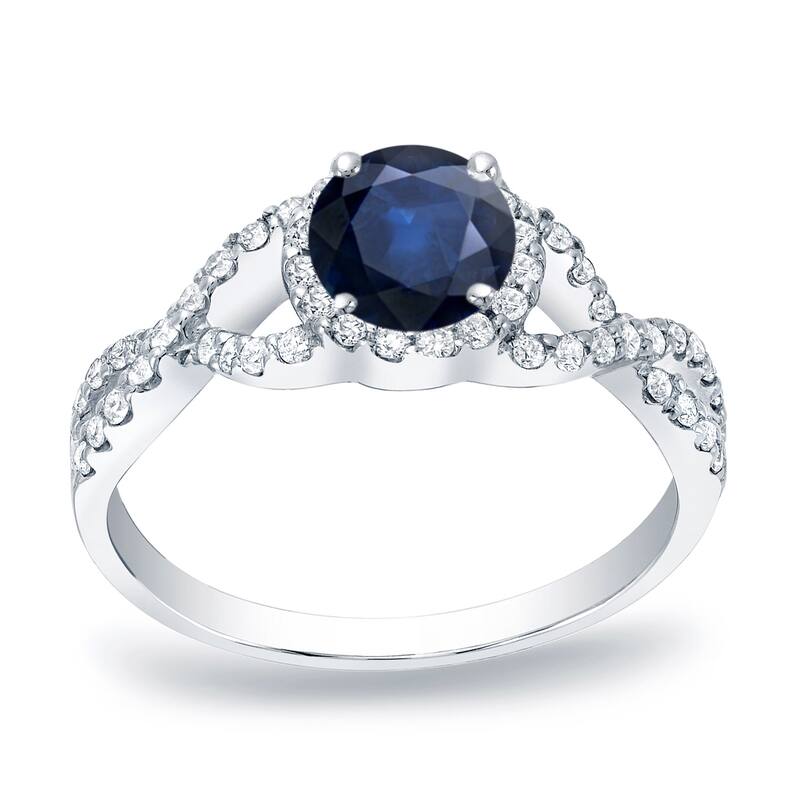 Auriya 1/2ct Blue Sapphire and 1/2ctw Halo Diamond Engagement Ring Platinum (SI1-SI2)