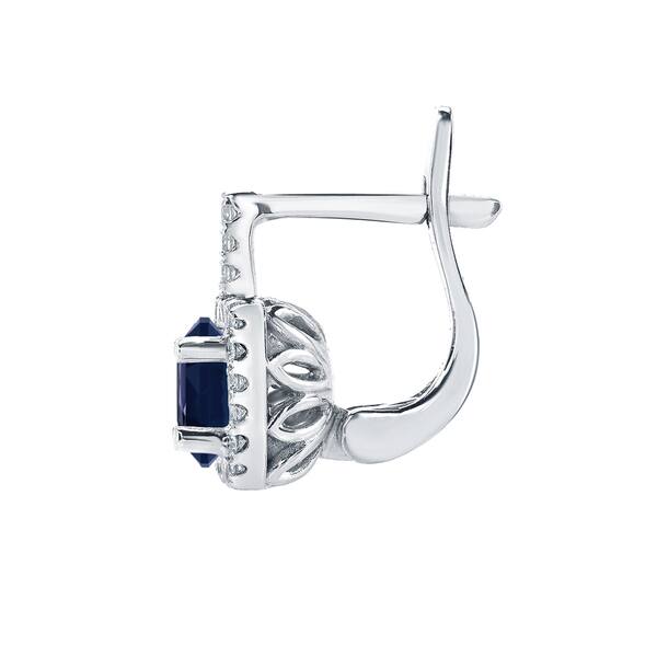 Shop Auriya 2ct Cushion Cut Blue Sapphire Halo Diamond Earrings 2