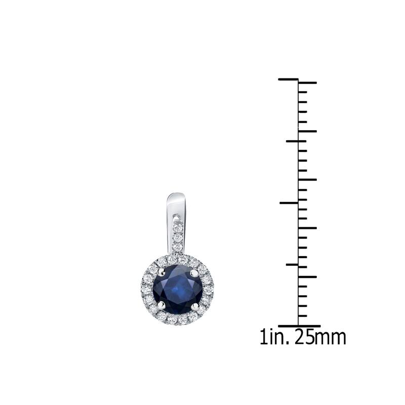 14k Gold Round 2ct Blue Sapphire and 2/5ct TDW Diamond Halo Earrings by Auriya