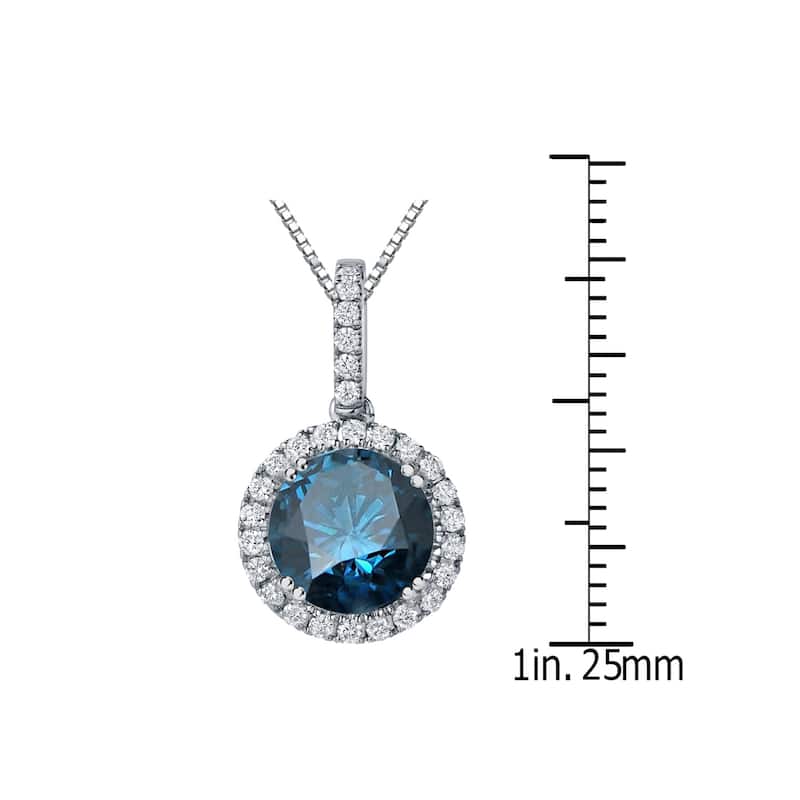 Auriya 2 1/4ctw Halo Blue Diamond Necklace 14k Gold (SI2-SI3)