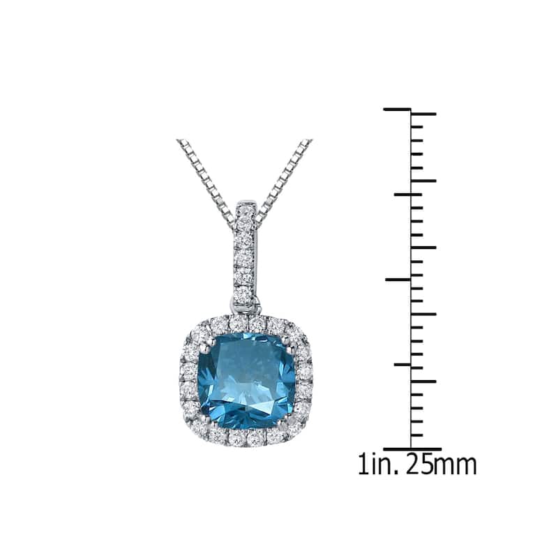 Auriya 2 1/4ctw Halo Cushion Cut Blue Diamond Necklace 14k Gold (SI2-SI3)