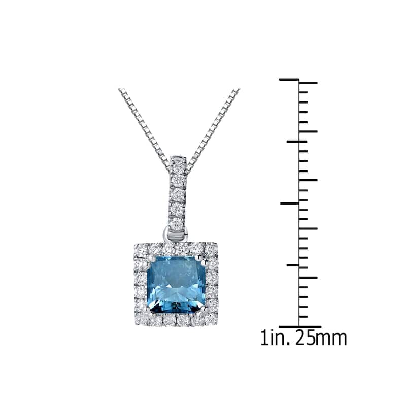 Auriya 14k Gold 1 1/4ct TDW Princess-Cut Halo Blue Diamond Necklace (SI2-SI3)