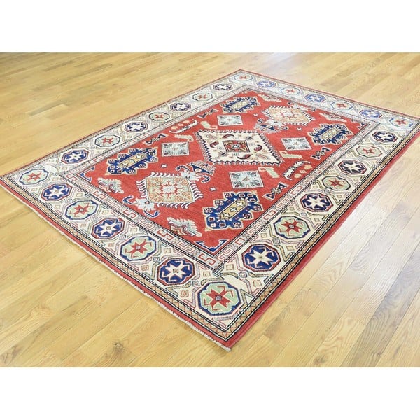 Shop Tribal And Geometric Design Red Kazak Hand Knotted Carpet 4 10x6 9 Free Shipping Today Overstock 13427531