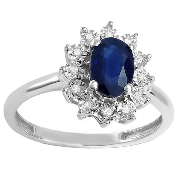 Kate Middleton Diana Replica 14k Gold 1ct Round Diamond With Oval Blue Sapphire Royal Engagement Ring I J I2 I3 Overstock