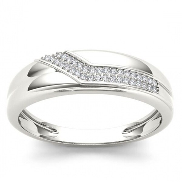 GemApex Mens Black Diamond Wedding Band Sterling Silver Ring Round Single Row Diagonal Set Polished Fancy 1/8 ctw