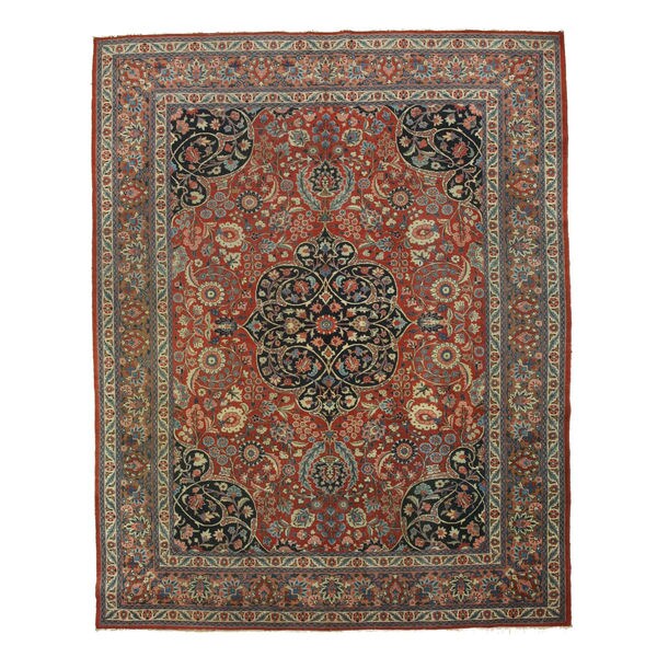 Rust Traditional Oriental Tabriz Rug