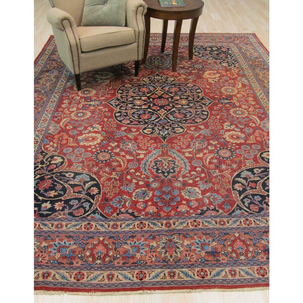 Rust Traditional Oriental Tabriz Rug