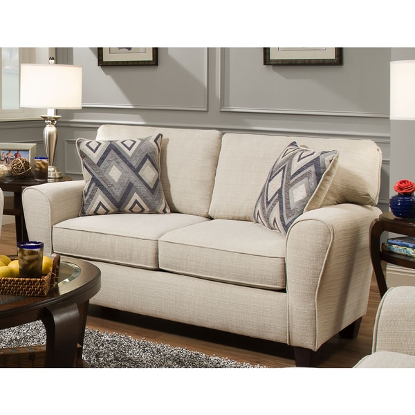 Shop Sofab Madison Cream Love Seat With Two Reversible Accent Pillows ...