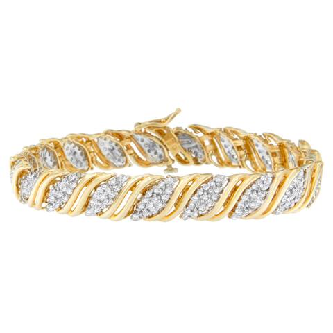 10K Yellow Gold 2 ct. TDW Round Cut Diamond Double Wrap Bracelet (J-K,I2-I3)
