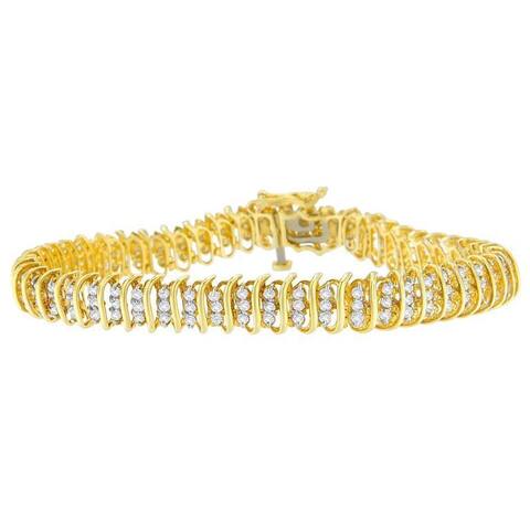 10K Yellow Gold 2 ct. TDW Round Cut Diamond Wrap Bracelet (I-J,I2-I3)